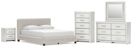 Zuraleus Queen Upholstered Bed, Dresser, Mirror, Chest and Nightstand