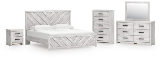 Cayboni King Panel Bed, Dresser, Mirror, Chest and Nightstand