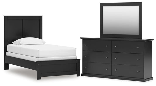 Maribel Twin Panel Bed, Dresser and Mirror