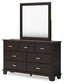 Covetown King Panel Bed with Mirrored Dresser, Chest and Nightstand