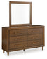 Lyncott Queen Upholstered Bed with Mirrored Dresser, Chest and Nightstand