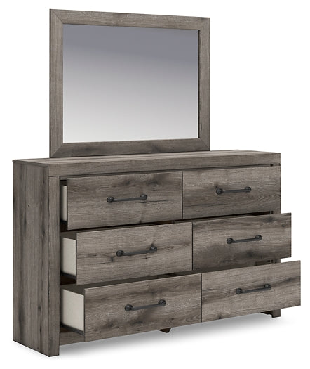 Graystorm Queen Panel Bed with Mirrored Dresser