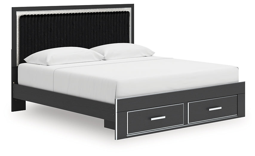 Zuraleus King Upholstered Panel Storage Bed