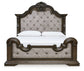Maylee King Upholstered Bed with Mirrored Dresser, Chest and Nightstand