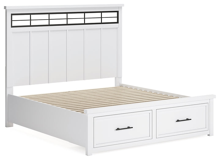 Ashbryn King Panel Storage Bed with Mirrored Dresser