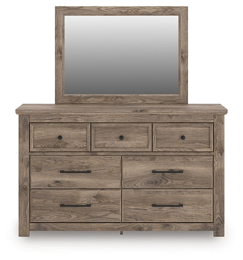 Rusticott King Panel Bed with Mirrored Dresser