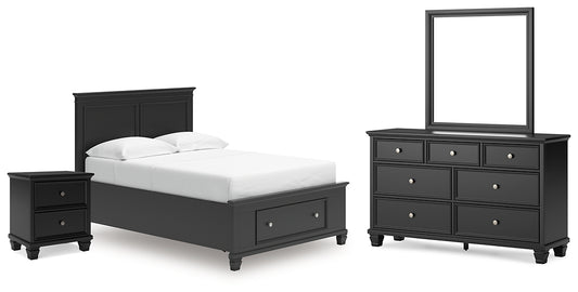 Lanolee Full Panel Storage Bed, Dresser, Mirror and Nightstand