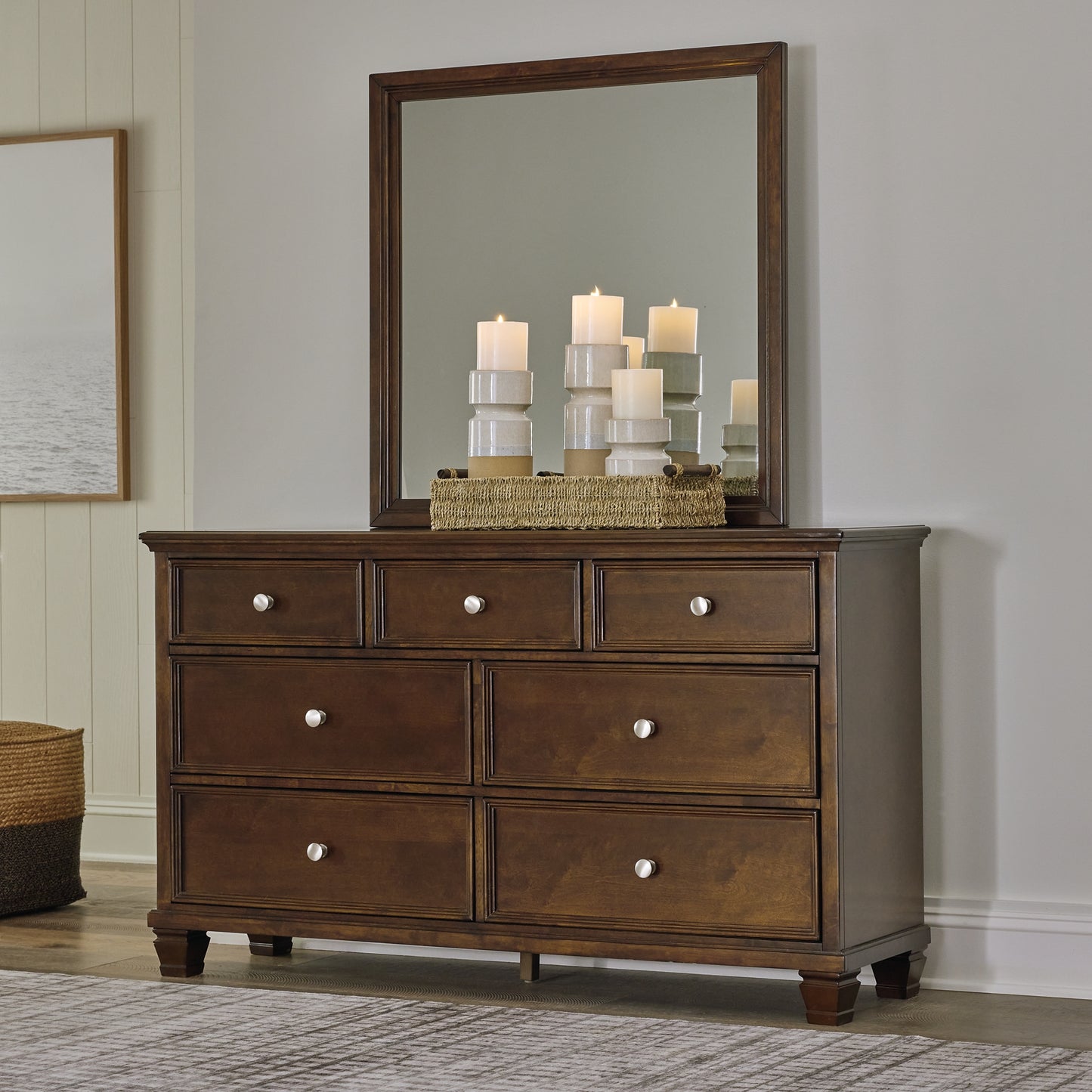 Danabrin California King Panel Storage Bed, Dresser and Mirror