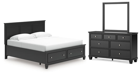 Lanolee King Panel Storage Bed, Dresser and Mirror