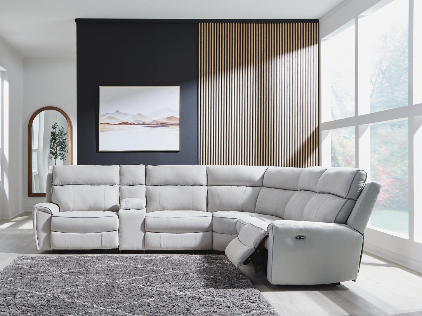 Social Pointe 6-Piece Reclining Sectional with Storage Console