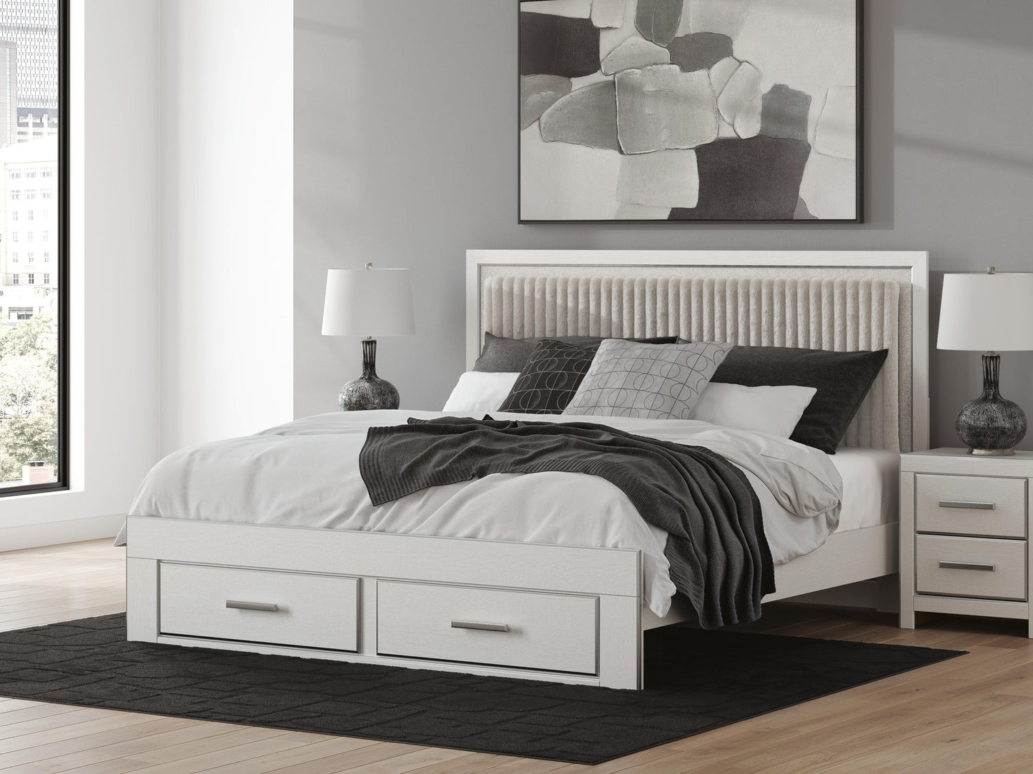 Zuraleus King Upholstered Panel Platform Storage Bed