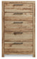 Hyanna King Panel Storage Bed, Dresser, Mirror, Chest and Nightstand