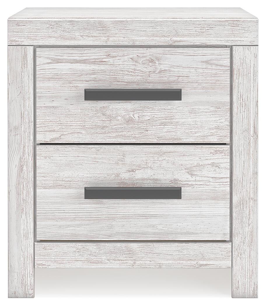 Cayboni King Panel Bed with Mirrored Dresser and Nightstand