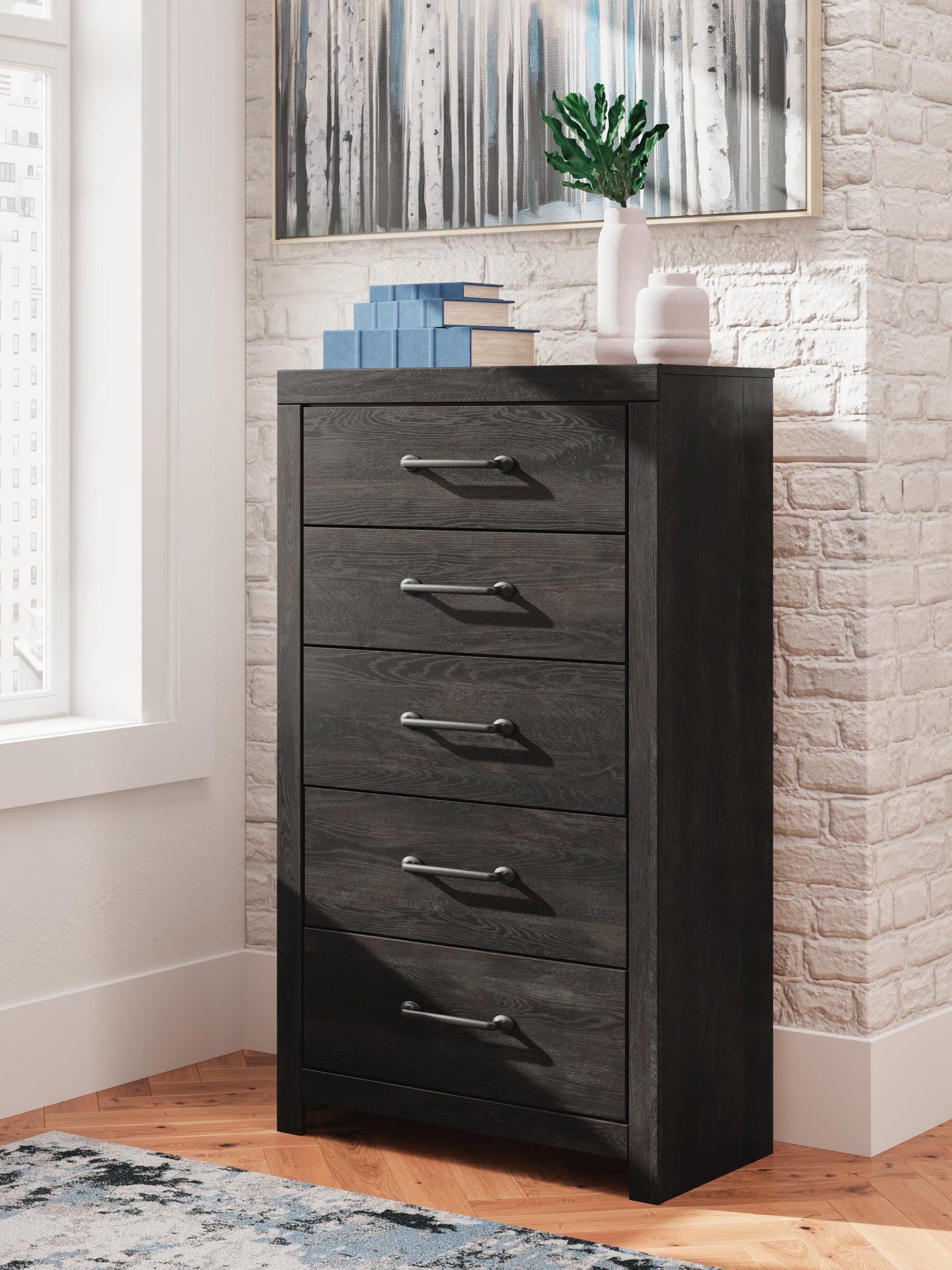 Hollivern Twin Panel Storage Bed, Dresser, Mirror, Chest and Nightstand