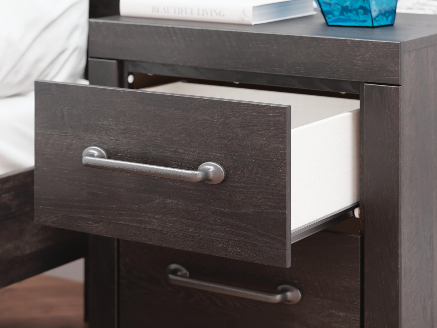 Hollivern Twin Panel Bed with Storage, Dresser, Mirror and Nightstand
