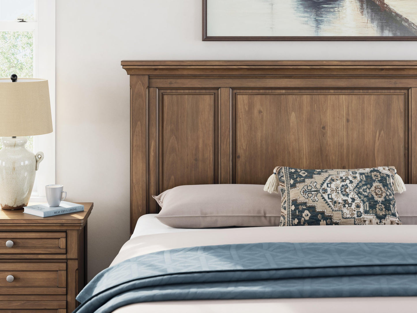Feddinger California King Panel Bed with Mirrored Dresser