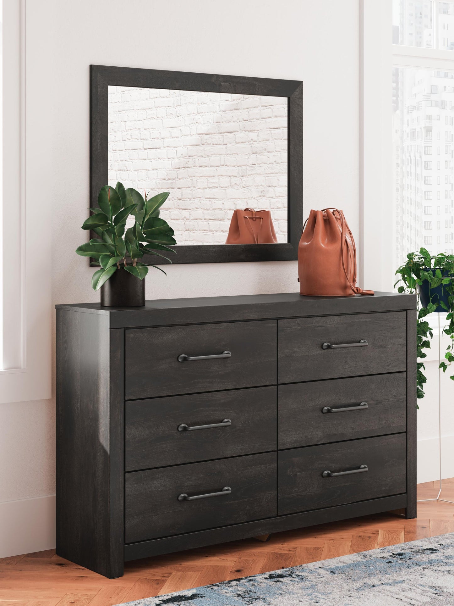 Hollivern Queen Panel Bed, Dresser, Mirror and Nightstand