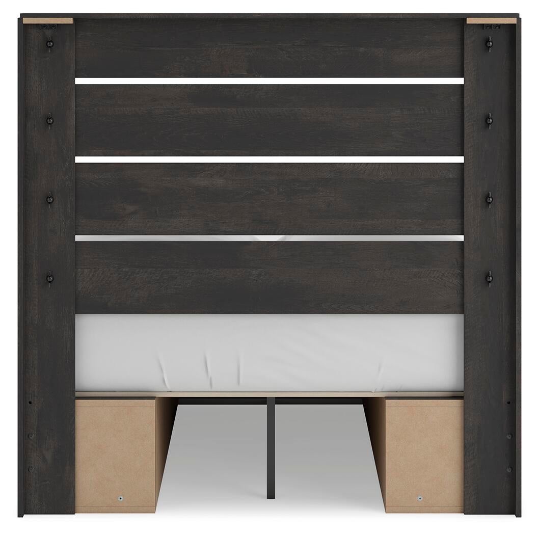 Hollivern Full Panel Bed with Storage, Dresser and Mirror