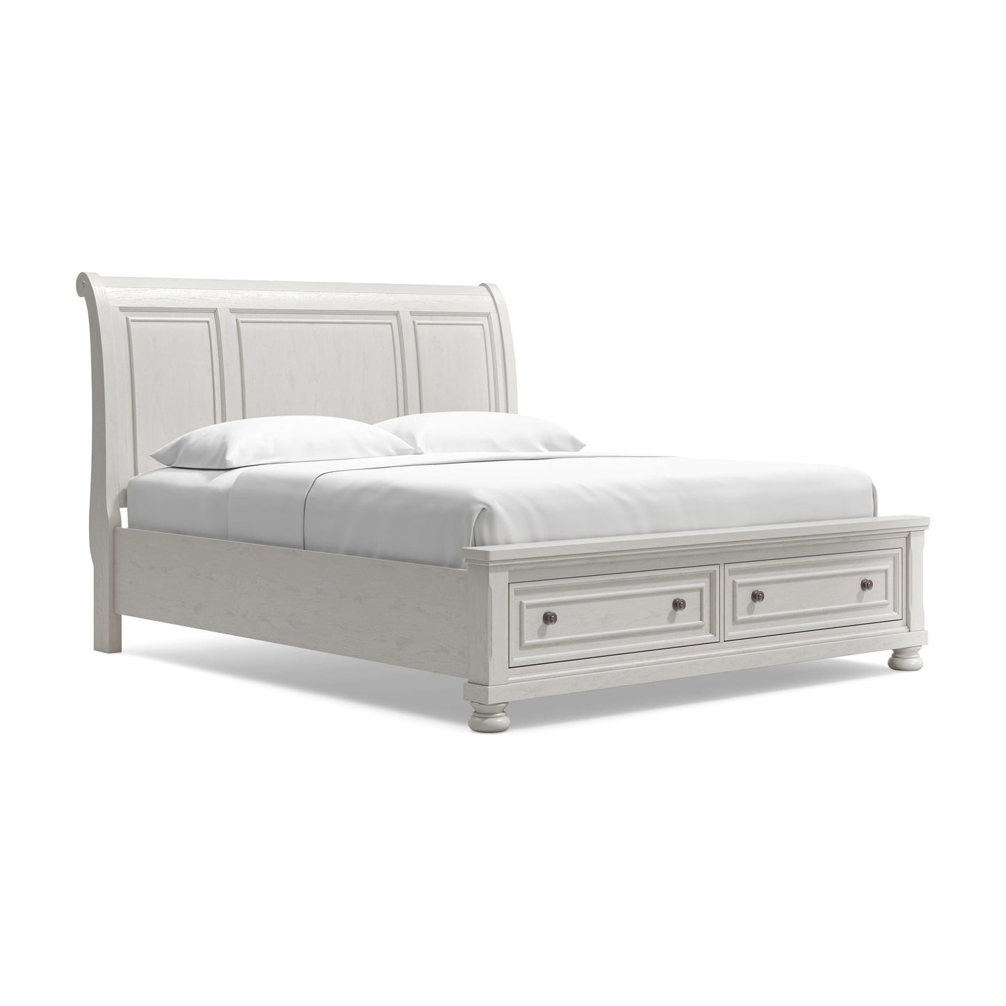 Robbinsdale California King Sleigh Bed with Storage with Mirrored Dresser