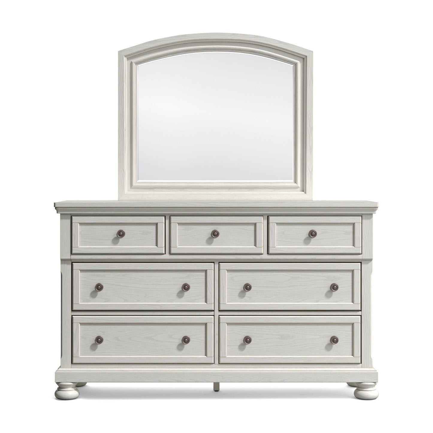 Robbinsdale California King Sleigh Bed with Storage with Mirrored Dresser