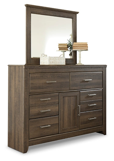 Juararo King Poster Bed with Mirrored Dresser, Chest and 2 Nightstands