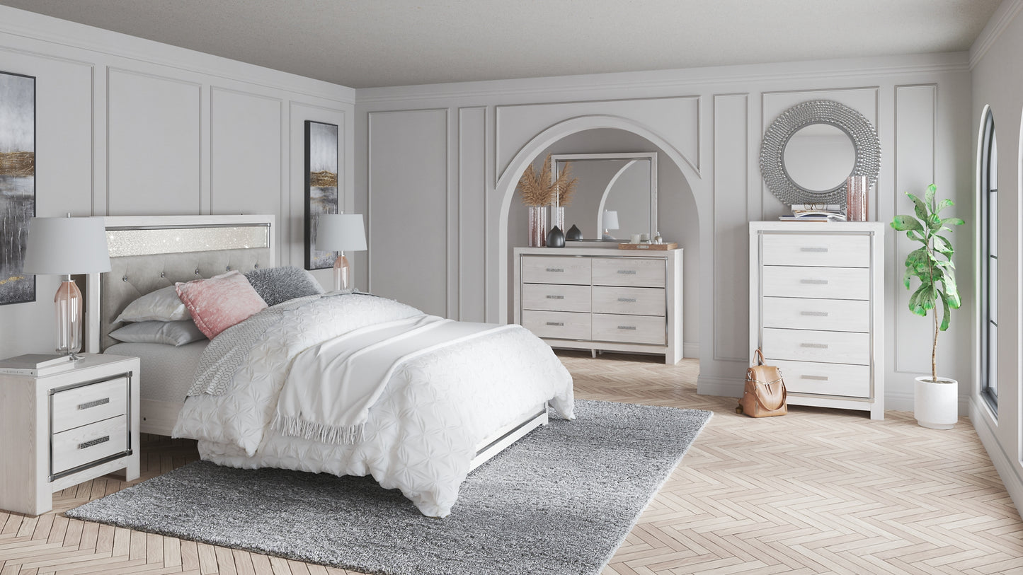 Altyra Queen Panel Bed with Mirrored Dresser